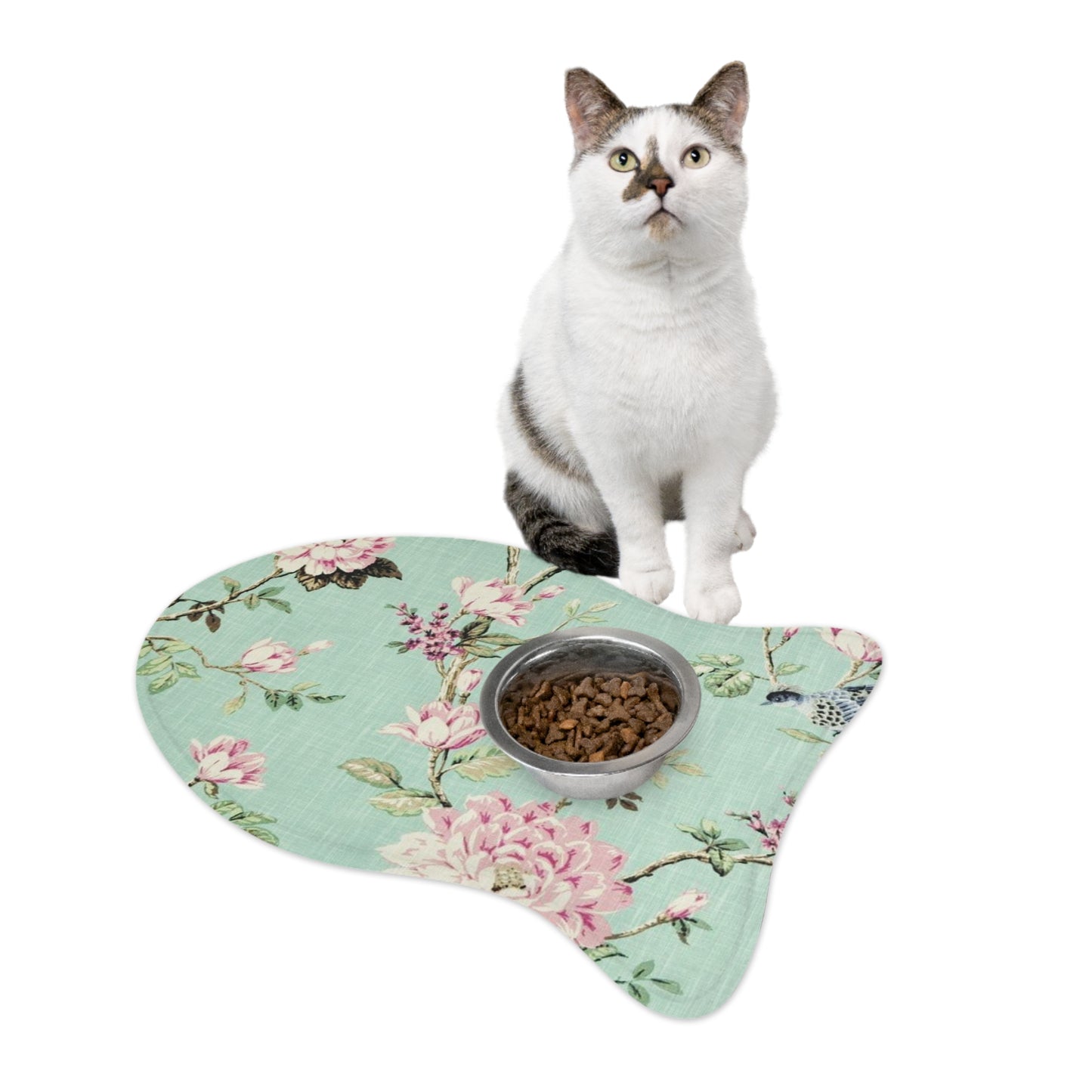 Turquoise Toile Pet Feeding Mats