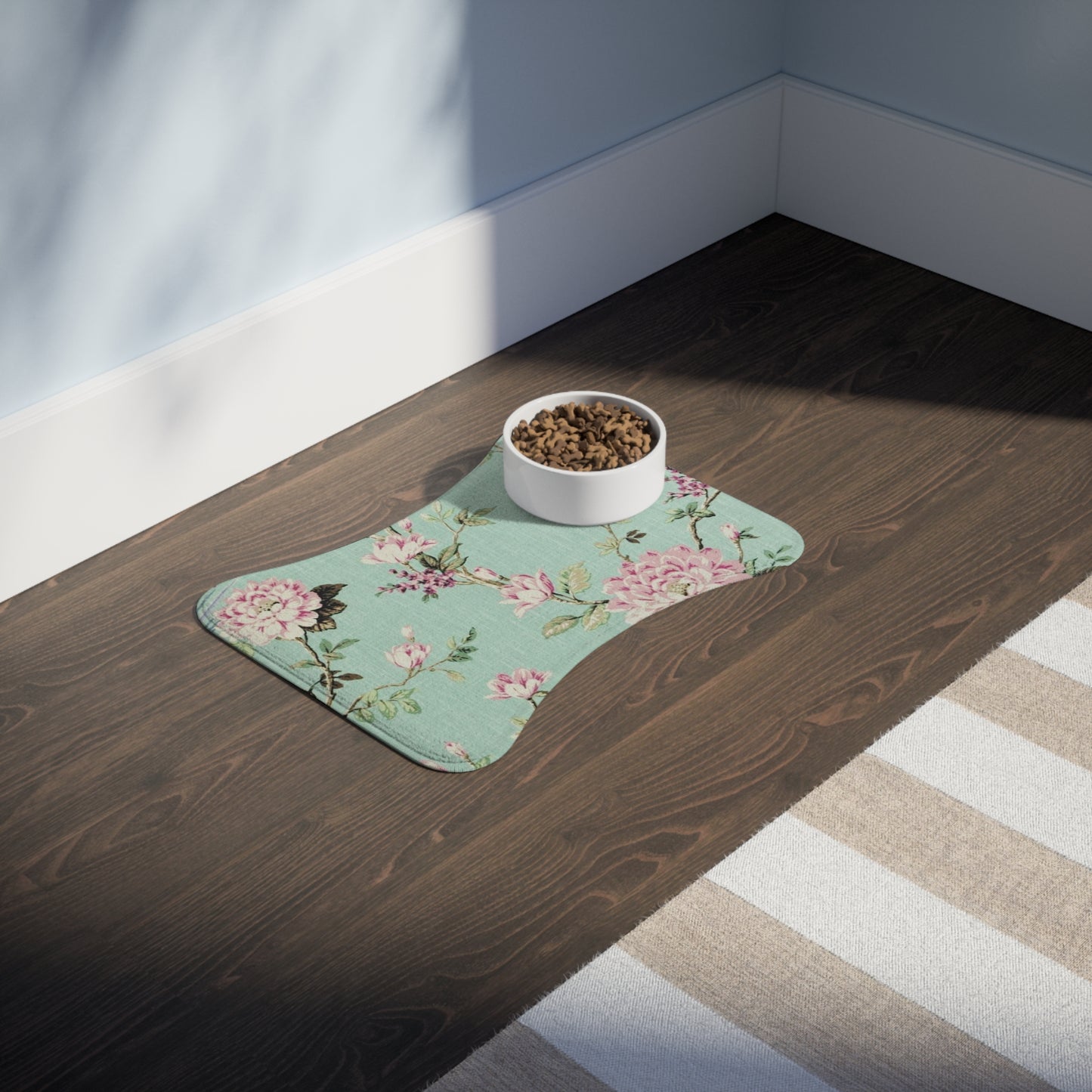 Turquoise Toile Pet Feeding Mats